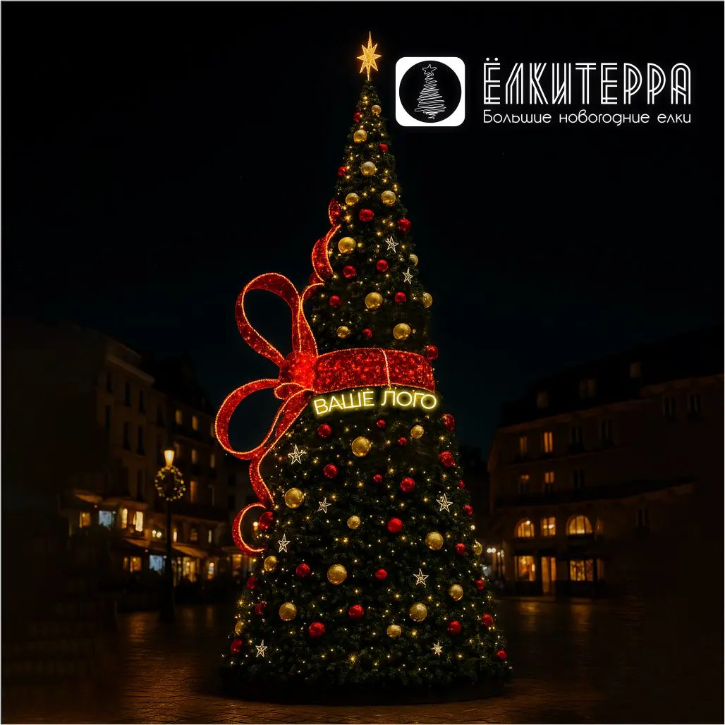 Уличная искусственная ель с оформлением Бант 