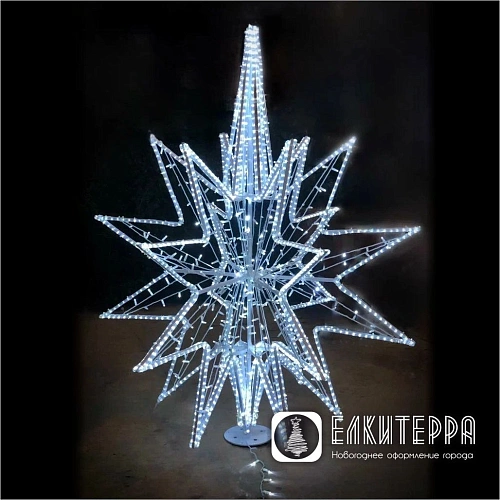 Световая макушка Кристалл 3D, размер макушки: 150 см, цвет свечения: Тепло-белый